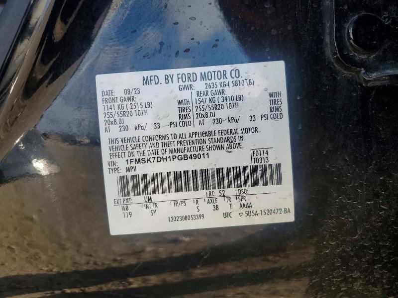 Photo 14 from auction – 2023 FORD EXPLORER X with VIN 1FMSK7DH1PGB49011