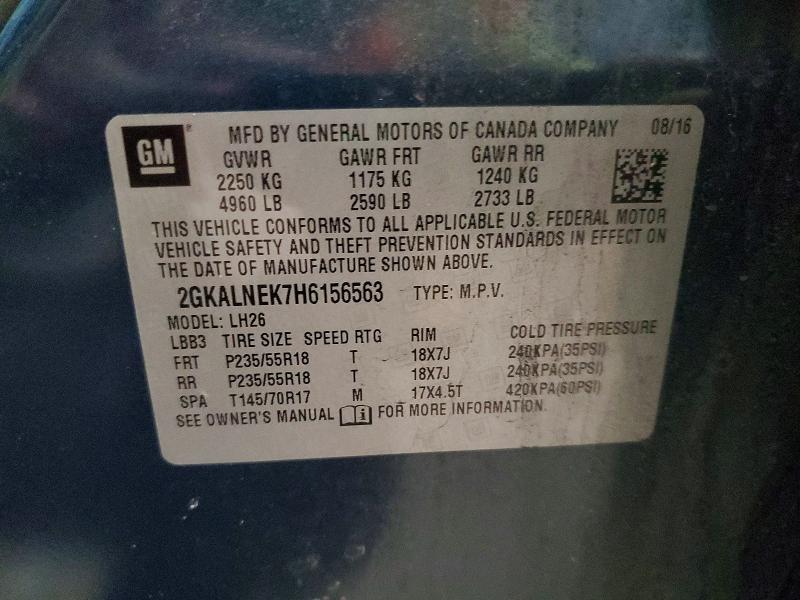 Photo 14 from auction – 2017 GMC TERRAIN SL with VIN 2GKALNEK7H6156563