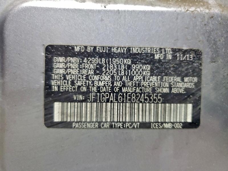 Photo 14 from auction – 2014 SUBARU IMPREZA SP with VIN JF1GPAL61E8245355