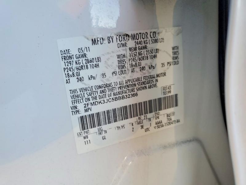 Photo 14 from auction – 2011 FORD EDGE SEL with VIN 2FMDK3JC5BBB32366