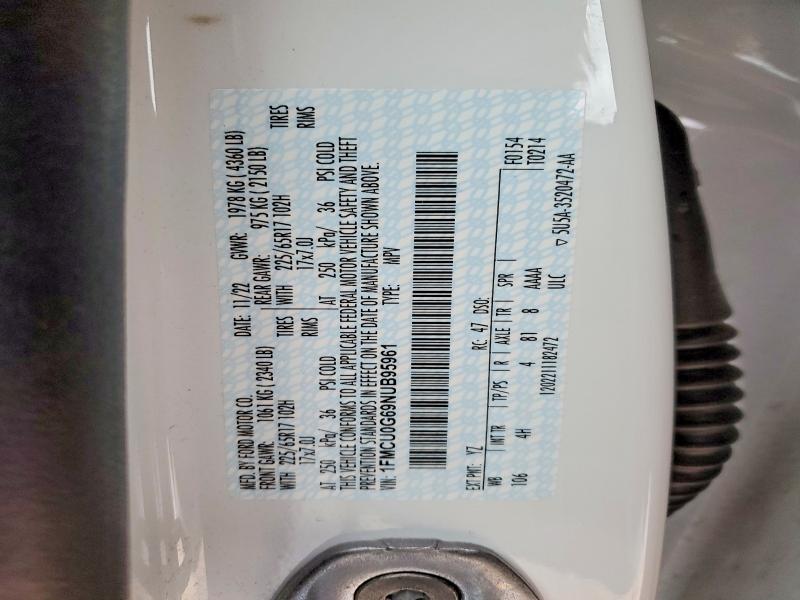 Photo 14 from auction – 2022 FORD ESCAPE with VIN 1FMCU0G69NUB95961