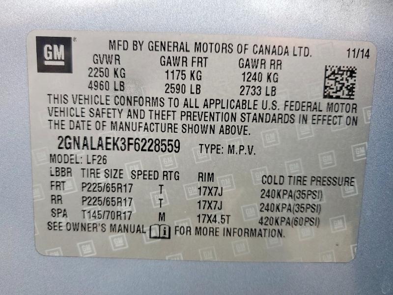 Photo 14 from auction – 2015 CHEVROLET EQUINOX LS with VIN 2GNALAEK3F6228559