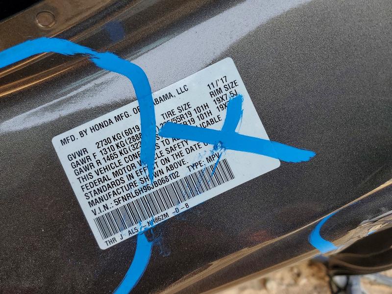 Photo 14 from auction – 2018 HONDA ODYSSEY EL with VIN 5FNRL6H96JB068102