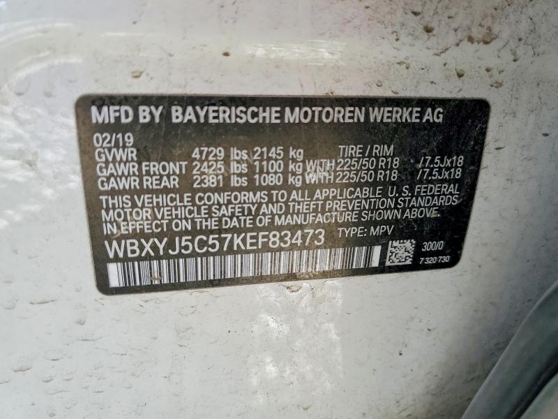 Photo 14 from auction – 2019 BMW X2 XDRIVE2 with VIN WBXYJ5C57KEF83473