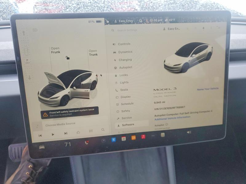 Photo 9 from auction – 2024 TESLA MODEL 3 with VIN 5YJ3E1EB2RF769967