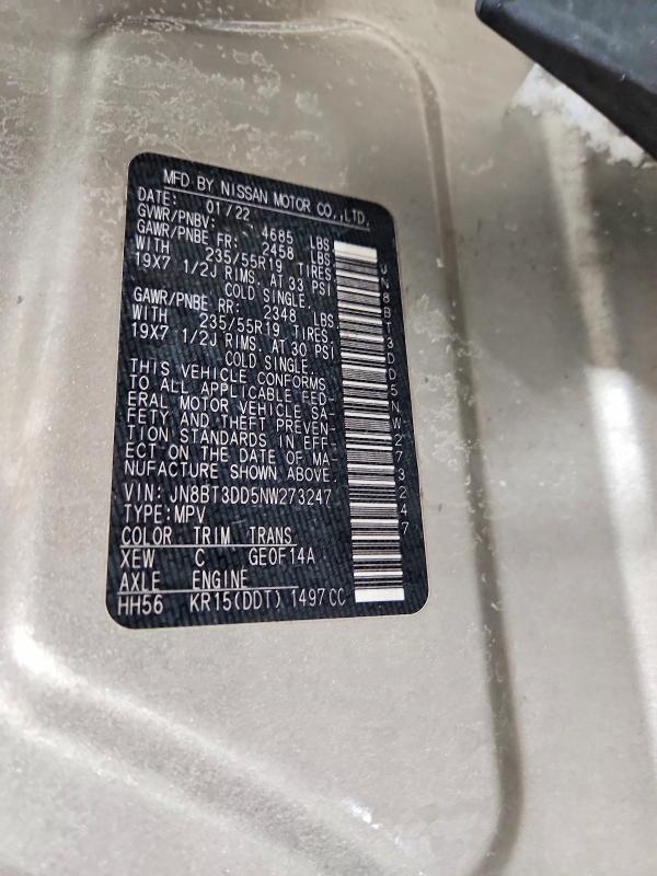 Photo 14 from auction – 2022 NISSAN ROGUE with VIN JN8BT3DD5NW273247
