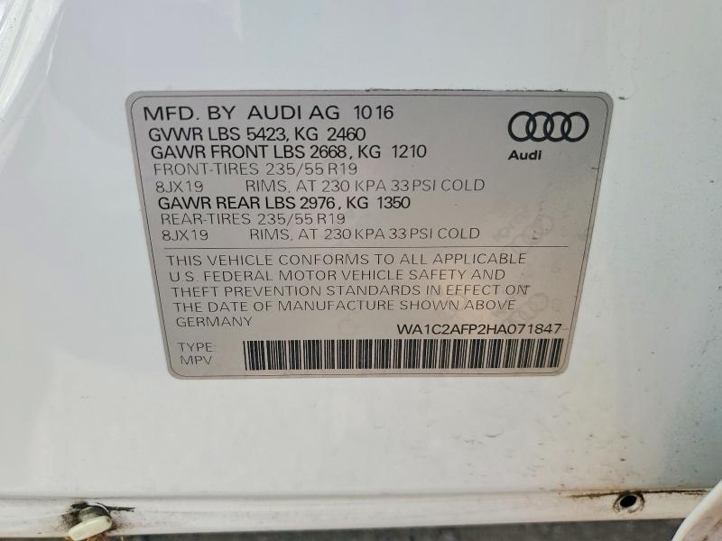 Photo 14 from auction – 2017 AUDI Q5 PREMIUM with VIN WA1C2AFP2HA071847