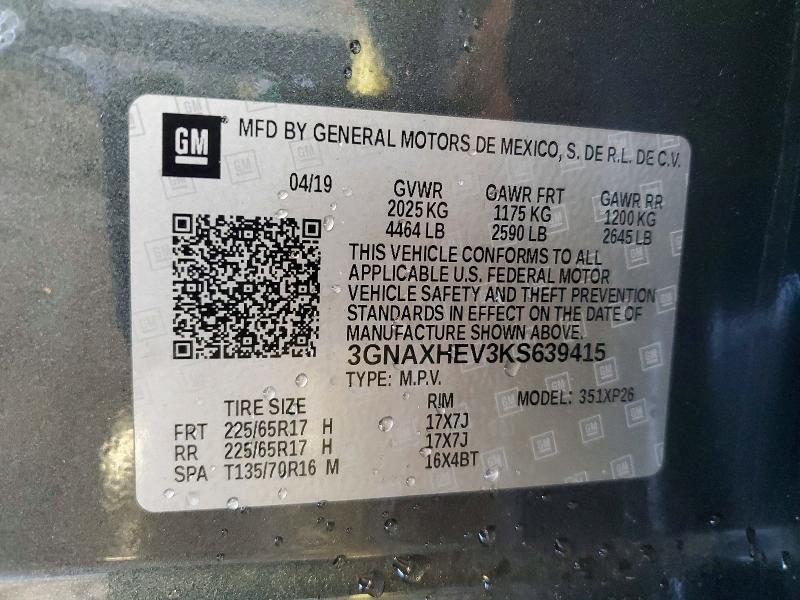 Photo 14 from auction – 2019 CHEVROLET EQUINOX with VIN 3GNAXHEV3KS639415