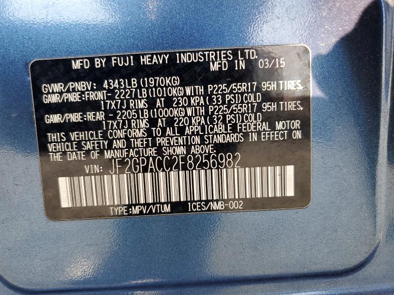 Photo 14 from auction – 2015 SUBARU XV CROSSTR with VIN JF2GPACC2F8256982