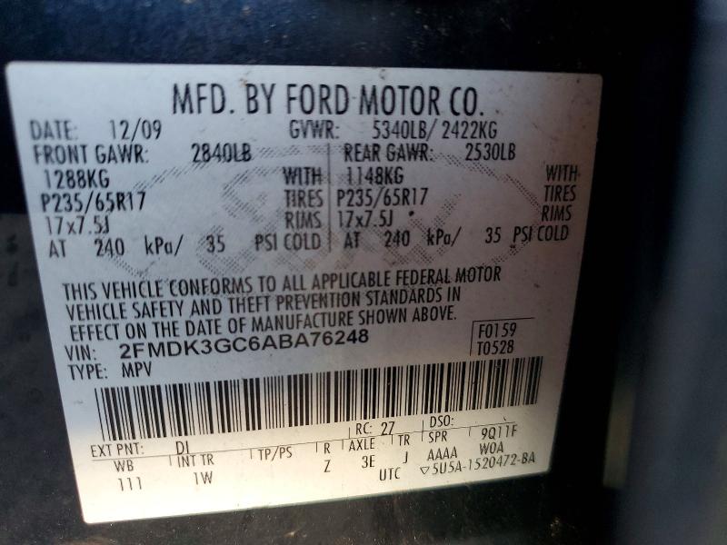 Photo 14 from auction – 2010 FORD EDGE SE with VIN 2FMDK3GC6ABA76248