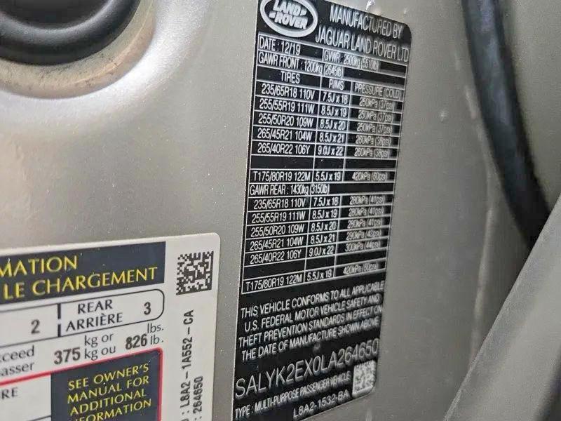 Photo 10 from auction – 2020 LAND ROVER RANGE ROVE with VIN SALYK2EX0LA264650