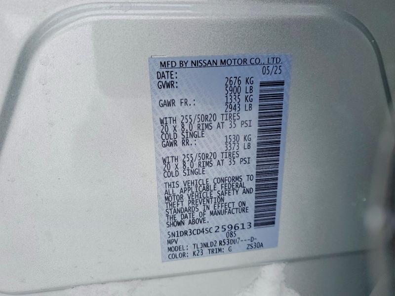 Photo 14 from auction – 2025 NISSAN PATHFINDER with VIN 5N1DR3CD4SC259613