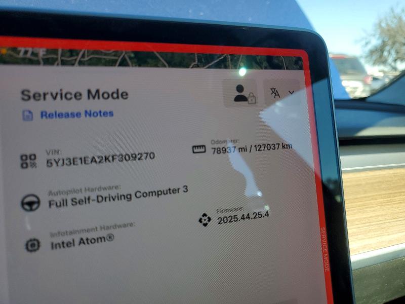Photo 9 from auction – 2019 TESLA MODEL 3 with VIN 5YJ3E1EA2KF309270
