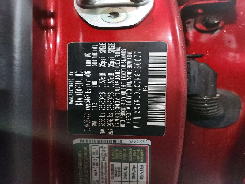 Photo 14 from auction – 2022 KIA SORENTO S with VIN 5XYRLDLC7NG130077