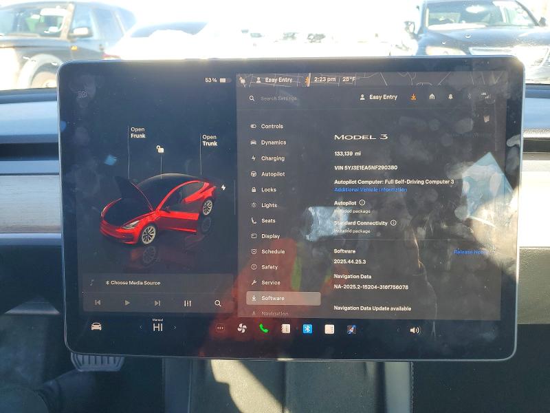 Photo 9 from auction – 2022 TESLA MODEL 3 with VIN 5YJ3E1EA5NF290380