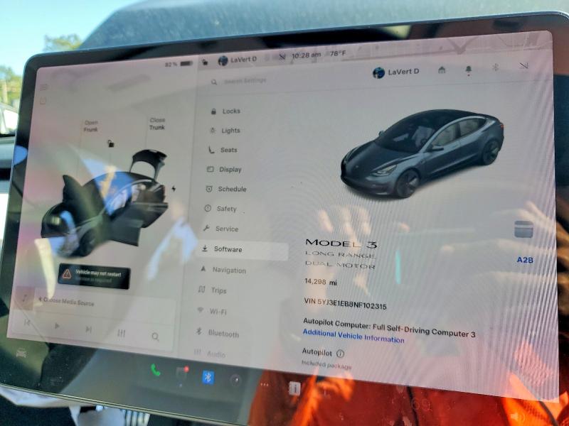 Photo 9 from auction – 2022 TESLA MODEL 3 with VIN 5YJ3E1EB8NF102315