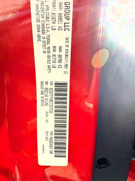 Photo 10 from auction – 2012 FIAT 500 with VIN 3C3CFFFH8CT337233