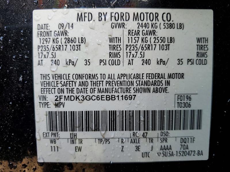 Photo 14 from auction – 2014 FORD EDGE SE with VIN 2FMDK3GC6EBB11697