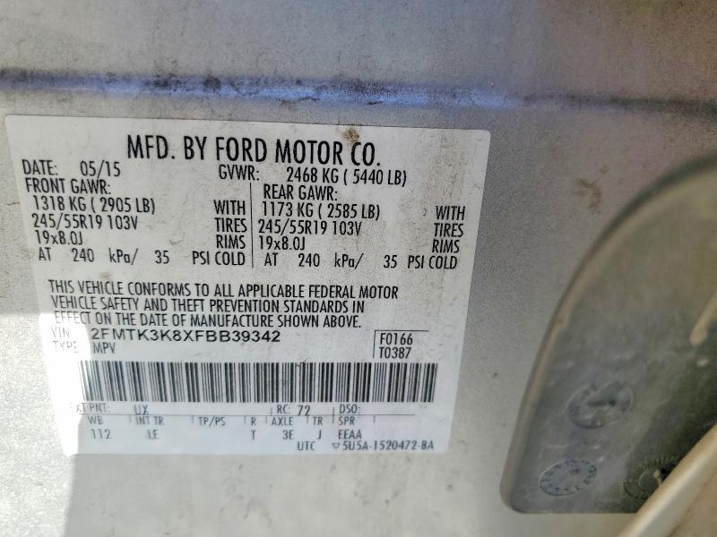 Photo 14 from auction – 2015 FORD EDGE TITAN with VIN 2FMTK3K8XFBB39342