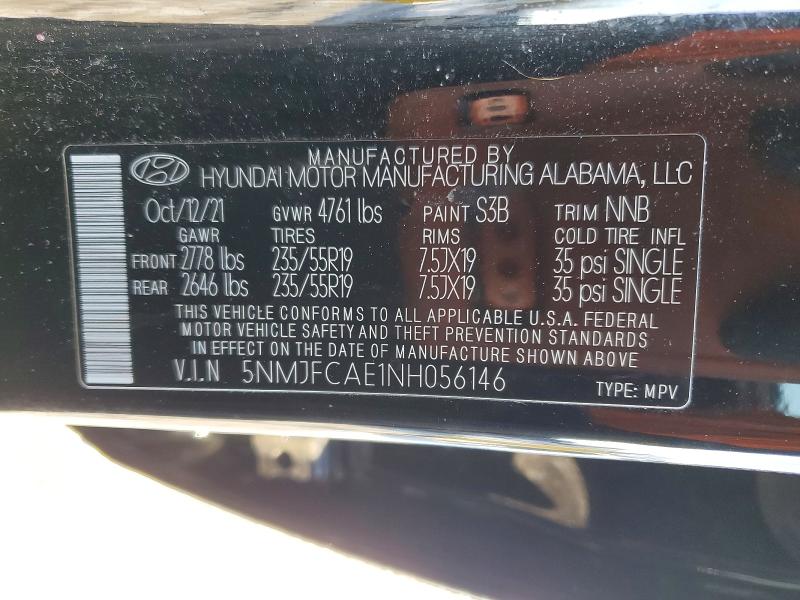 Photo 14 from auction – 2022 HYUNDAI TUCSON with VIN 5NMJFCAE1NH056146