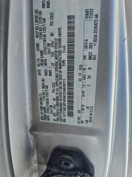 Photo 10 from auction – 2014 FORD ECONOLINE with VIN 1FTNE2EW9EDA65011