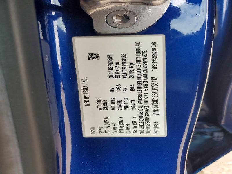 Photo 14 from auction – 2020 TESLA MODEL 3 with VIN 5YJ3E1EB7LF735112