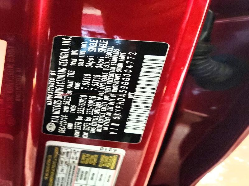 Photo 14 from auction – 2016 KIA SORENTO EX with VIN 5XYPHDA59GG004772