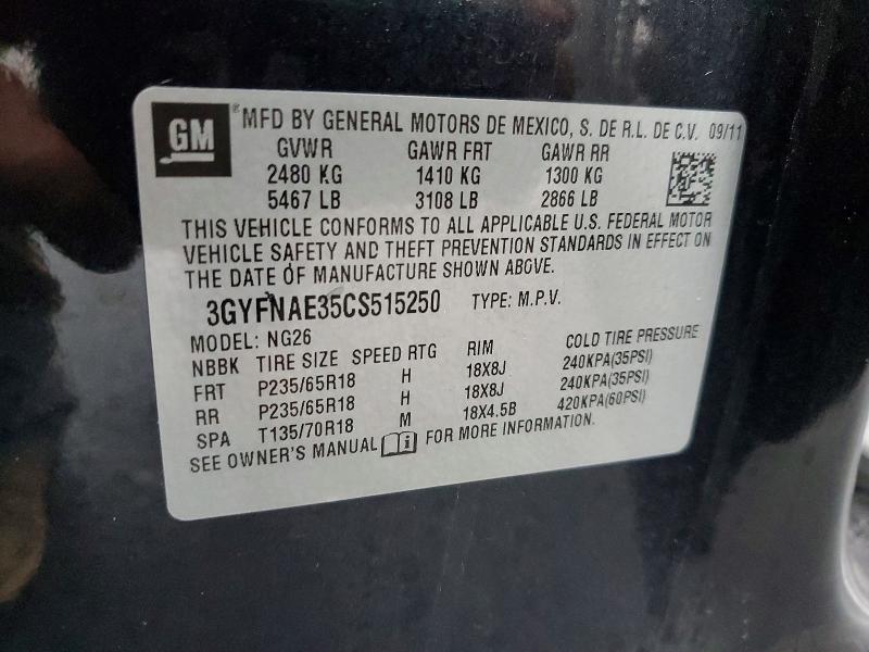 Photo 14 from auction – 2012 CADILLAC SRX LUXURY with VIN 3GYFNAE35CS515250