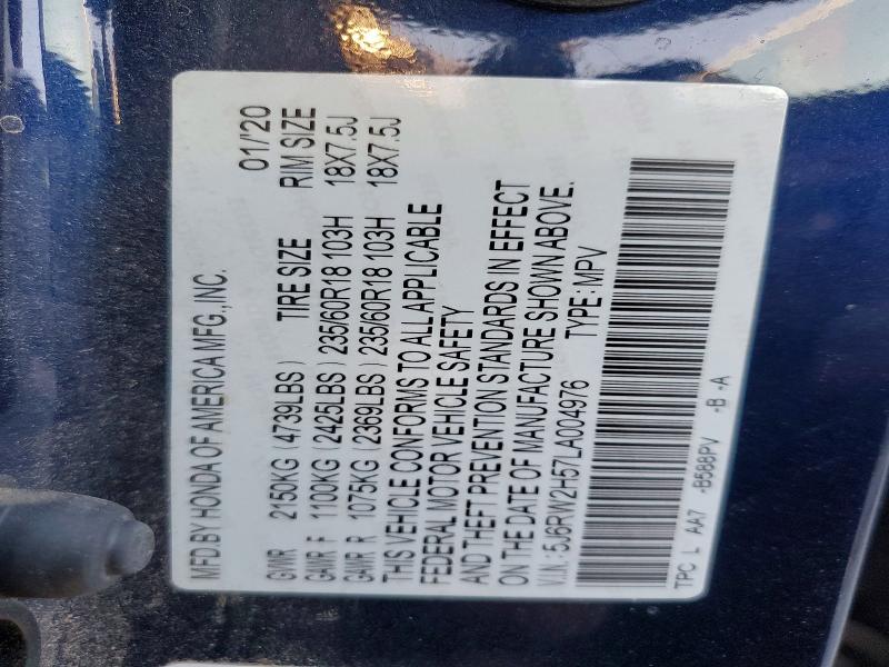 Photo 14 from auction – 2020 HONDA CR-V EX with VIN 5J6RW2H57LA004976