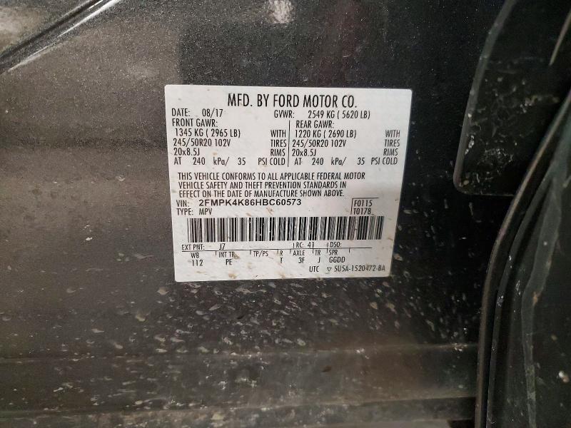 Photo 14 from auction – 2017 FORD EDGE TITAN with VIN 2FMPK4K86HBC60573