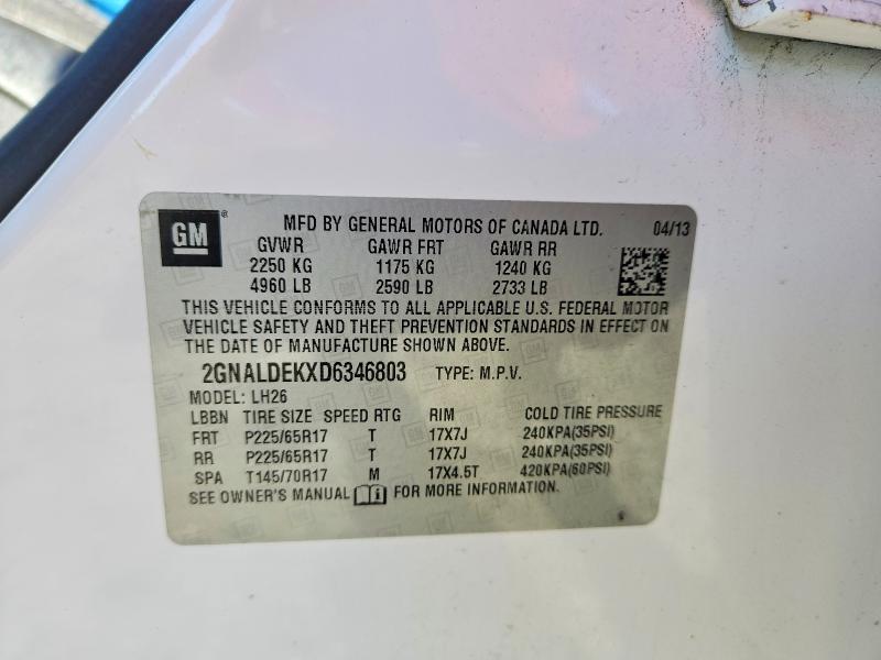 Photo 14 from auction – 2013 CHEVROLET EQUINOX with VIN 2GNALDEKXD6346803