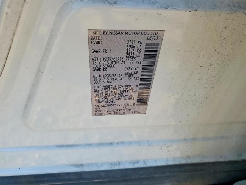 Photo 14 from auction – 2014 NISSAN PATHFINDER with VIN 5N1AR2MN5EC615818