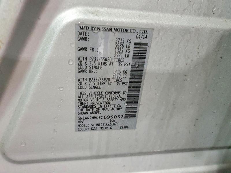 Photo 14 from auction – 2014 NISSAN PATHFINDER with VIN 5N1AR2MM0EC695052