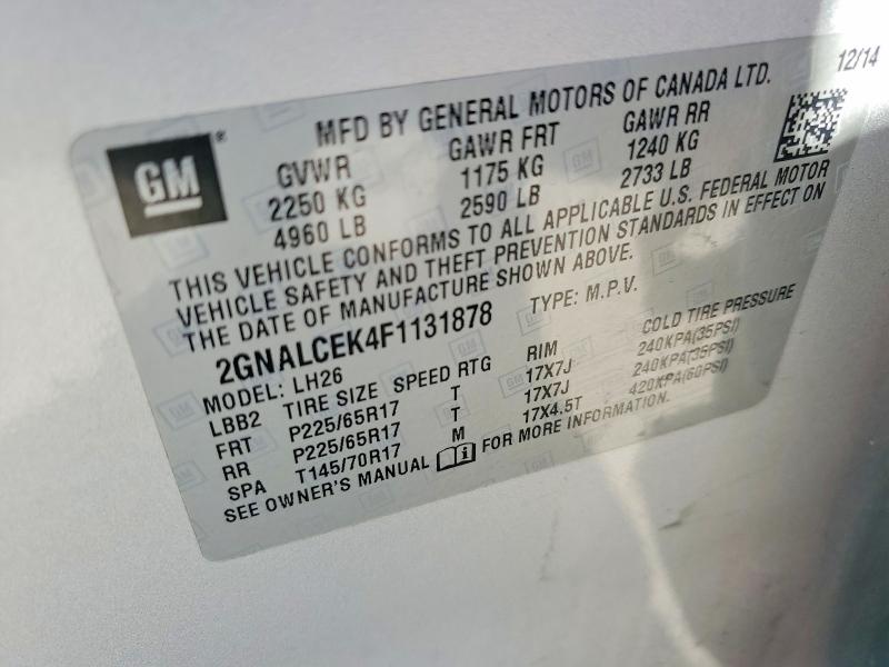 Photo 14 from auction – 2015 CHEVROLET EQUINOX with VIN 2GNALCEK4F1131878