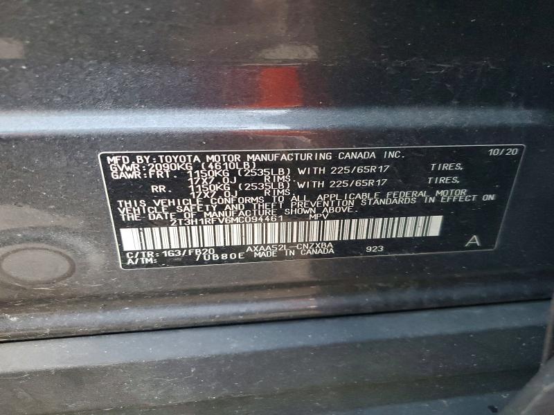 Photo 14 from auction – 2021 TOYOTA RAV4 LE with VIN 2T3H1RFV6MC094461