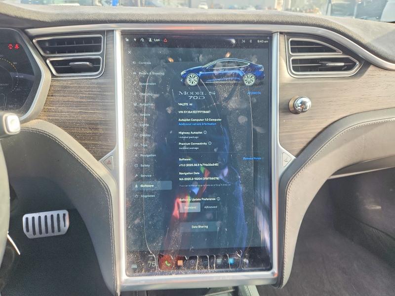 Photo 9 from auction – 2015 TESLA MODEL S with VIN 5YJSA1E27FF116487