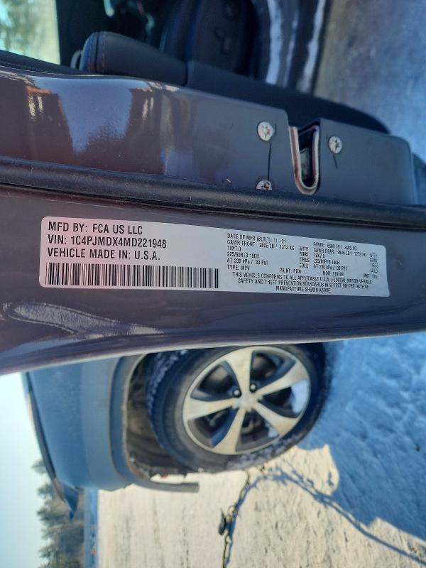 Photo 14 from auction – 2021 JEEP CHEROKEE with VIN 1C4PJMDX4MD221948