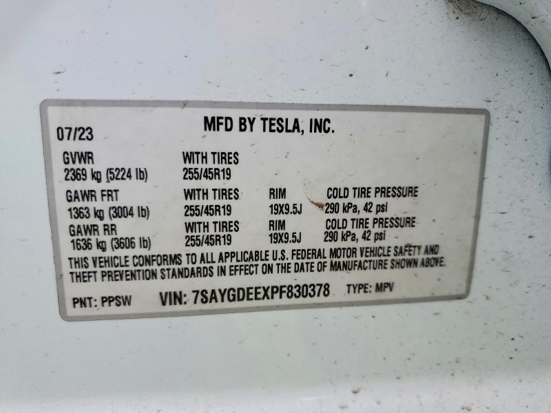 Photo 14 from auction – 2023 TESLA MODEL Y with VIN 7SAYGDEEXPF830378