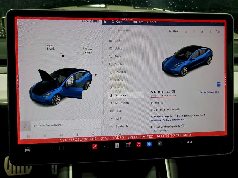 Photo 9 from auction – 2020 TESLA MODEL 3 with VIN 5YJ3E1EC3LF603313