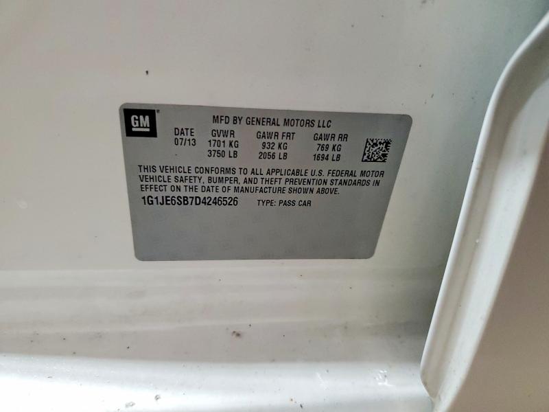 Photo 14 from auction – 2013 CHEVROLET SONIC LTZ with VIN 1G1JE6SB7D4246526