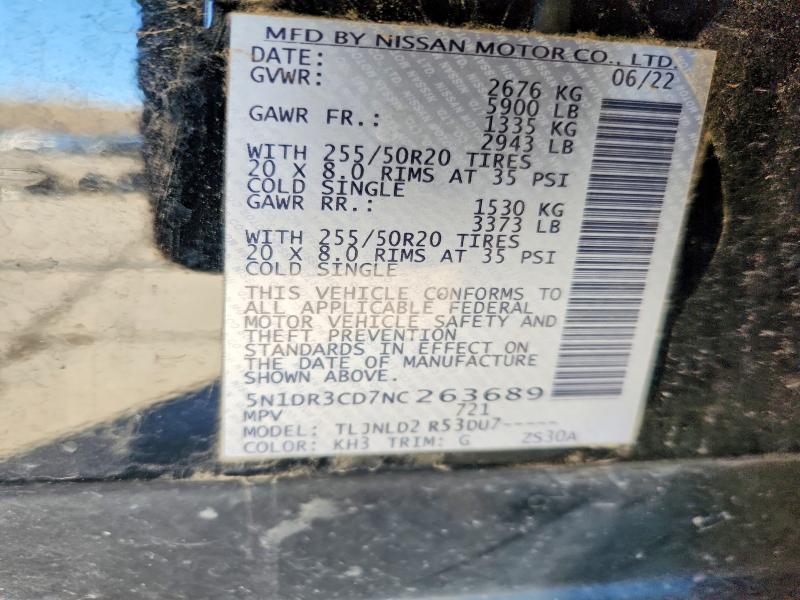 Photo 14 from auction – 2022 NISSAN PATHFINDER with VIN 5N1DR3CD7NC263689