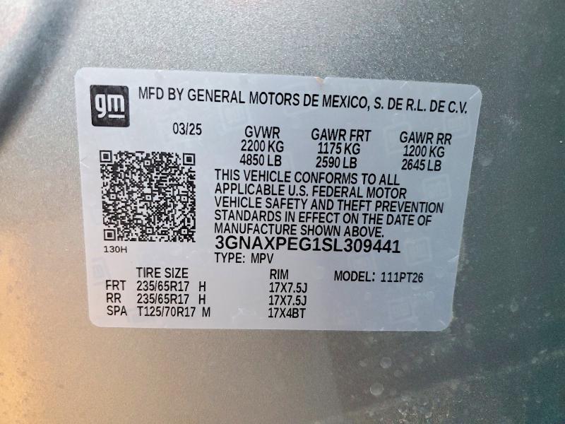 Photo 14 from auction – 2025 CHEVROLET EQUINOX LT with VIN 3GNAXPEG1SL309441