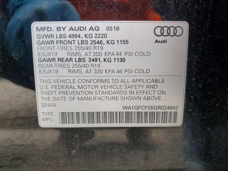 Photo 14 from auction – 2016 AUDI Q3 PRESTIG with VIN WA1GFCFS5GR024642