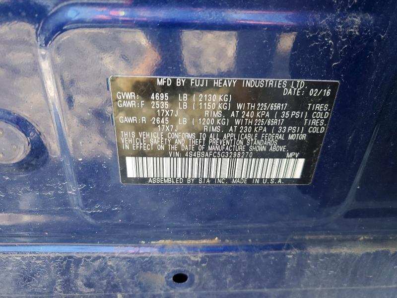 Photo 14 from auction – 2016 SUBARU OUTBACK 2. with VIN 4S4BSAFC5G3298270