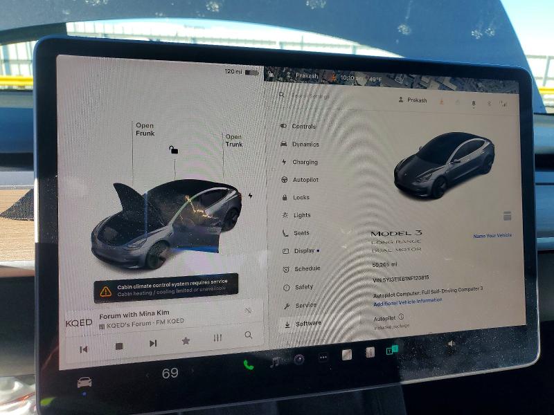Photo 9 from auction – 2022 TESLA MODEL 3 with VIN 5YJ3E1EB1NF123815