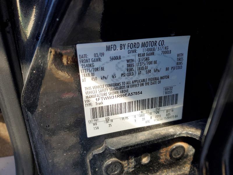 Photo 10 from auction – 2009 FORD F350 with VIN 1FTWW31R99EA57854