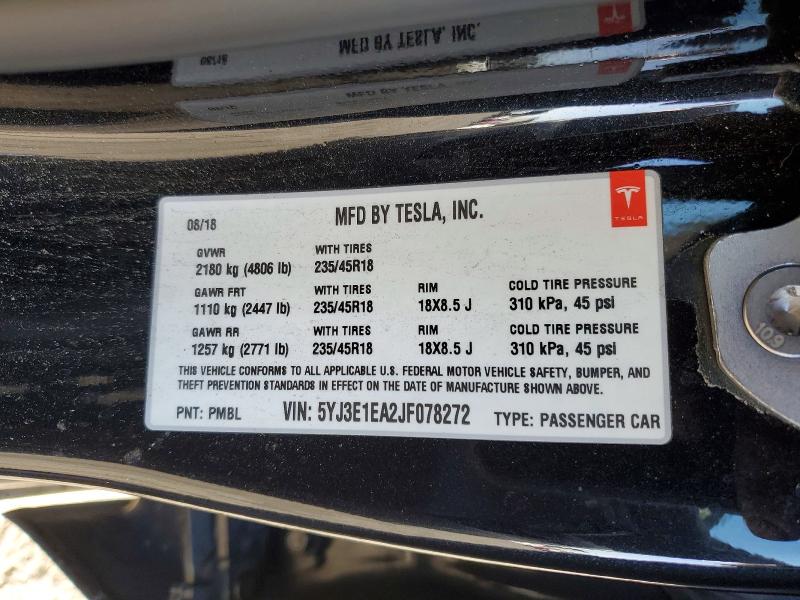 Photo 14 from auction – 2018 TESLA MODEL 3 with VIN 5YJ3E1EA2JF078272