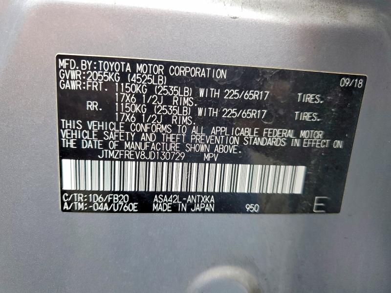 Photo 14 from auction – 2018 TOYOTA RAV4 with VIN JTMZFREV8JD130729