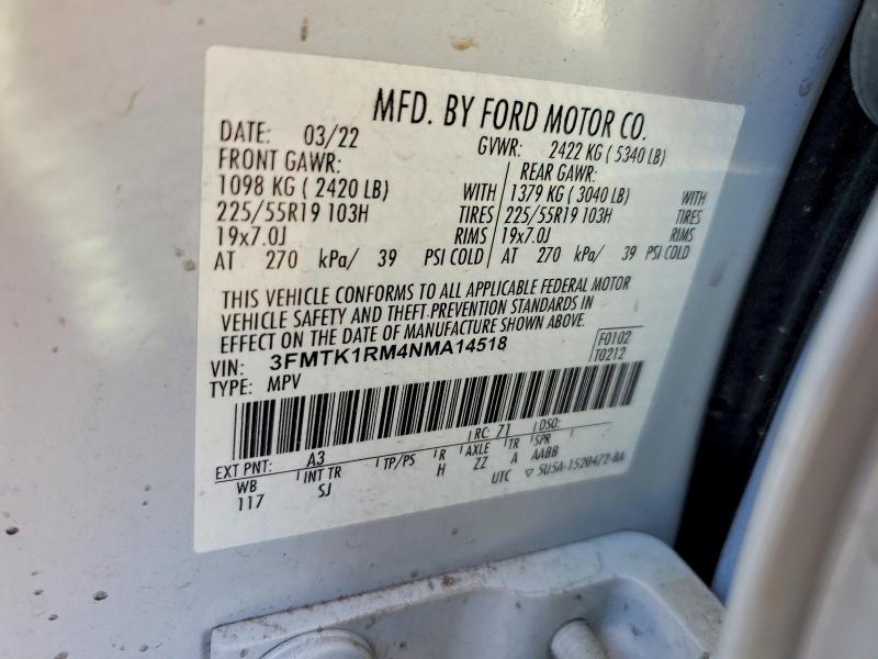 Photo 14 from auction – 2022 FORD MUSTANG MA with VIN 3FMTK1RM4NMA14518
