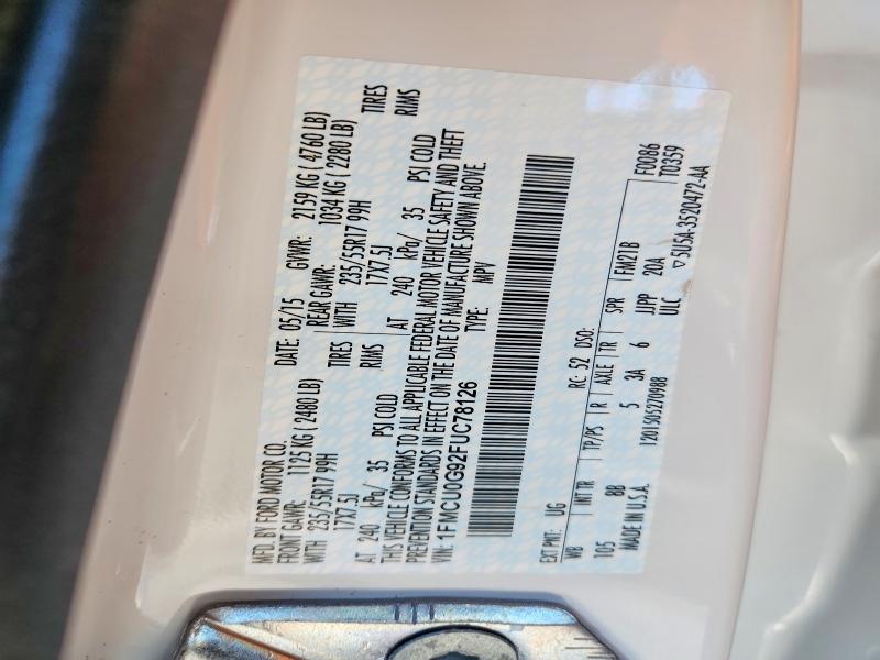 Photo 14 from auction – 2015 FORD ESCAPE SE with VIN 1FMCU0G92FUC78126